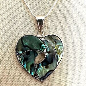 Abalone heart pendant necklace